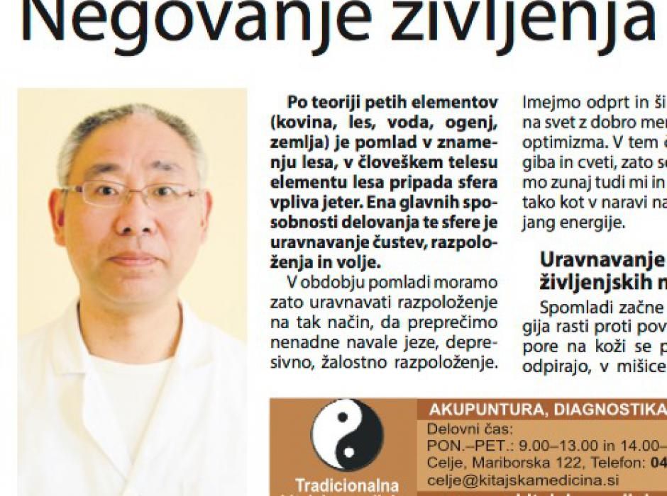 negovanje življenja v pomladnem času in tradicionalna kitajska medicina