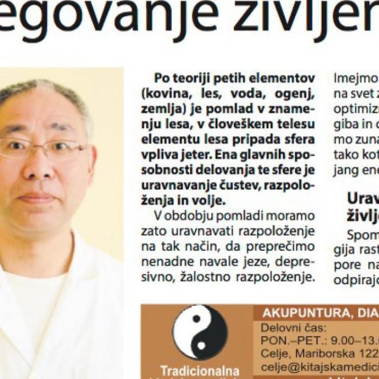 negovanje življenja v pomladnem času in tradicionalna kitajska medicina
